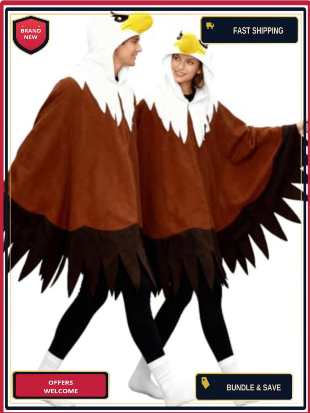 Adult Unisex Eagle Hooded Cape Costume Polyester Halloween Cosplay